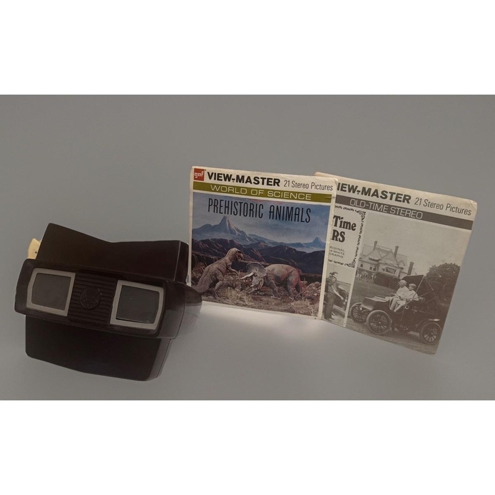 View-Master Sawyer's 3-DIMENSION 1951 Vintage With Old Cars/Dinosaur Reels